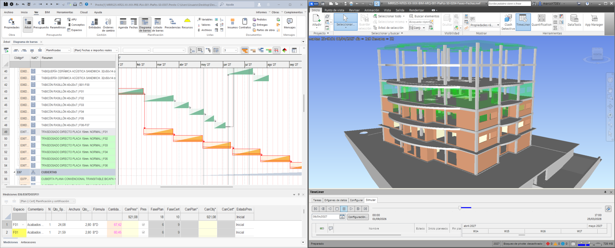 Del modelo IFC a la simulación 4D: planificación BIM con Presto