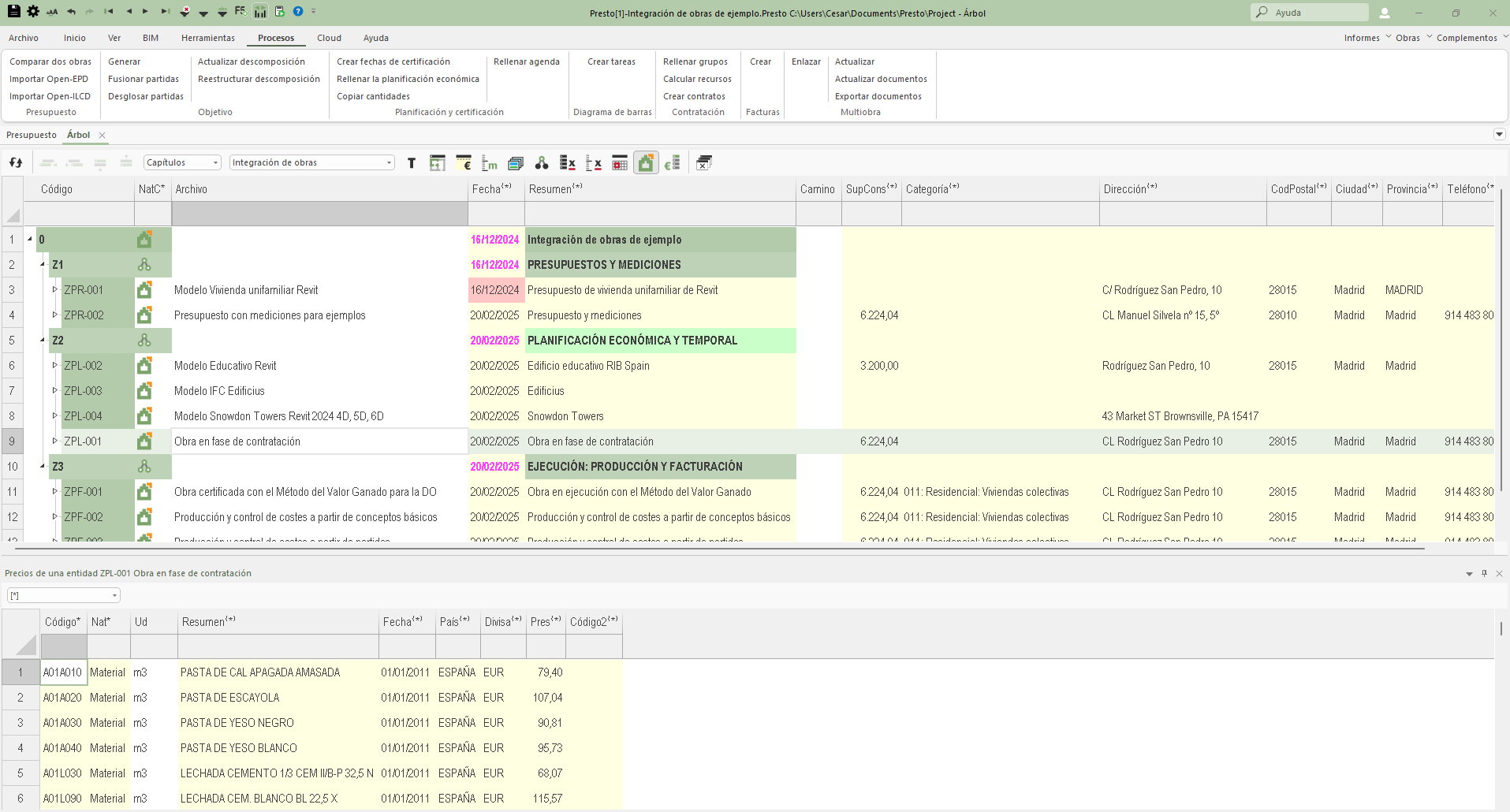 La obra central: multiobra